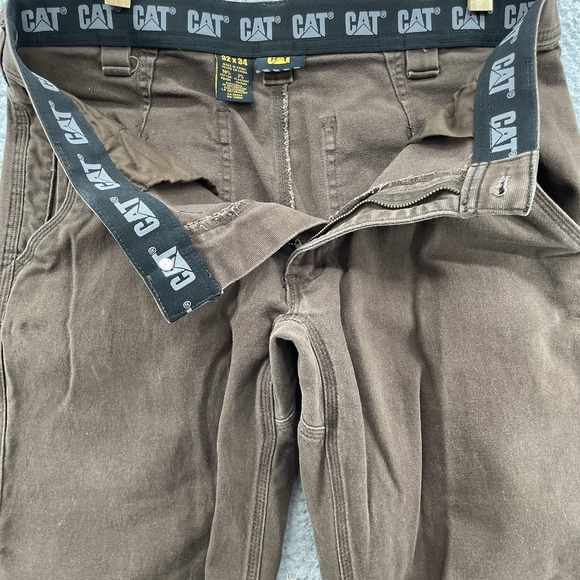 CAT Working Pants Mens 32x31* Brown Workwear Canvas Y2K Skate Caterpillar Street - Picture 6 of 12